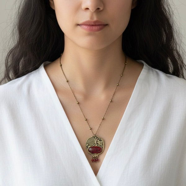 Pomegranate Brass Necklace