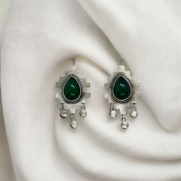 Sabz-E Khial Silver & Agate Earrings