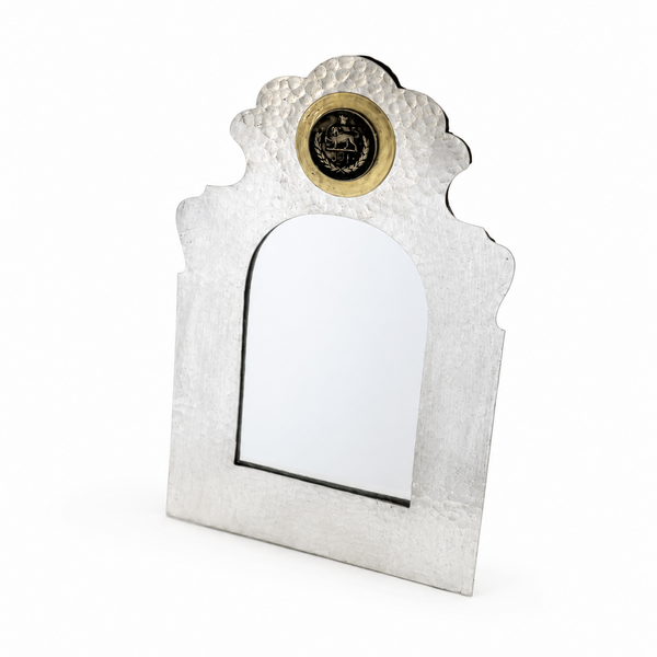 Copper Tabletop Mirror with Pahlavi Coin