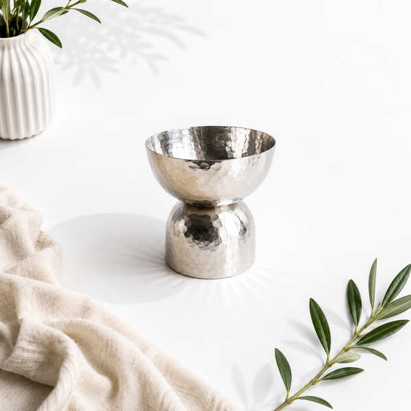 Small Footed Hammered Copper Bowl