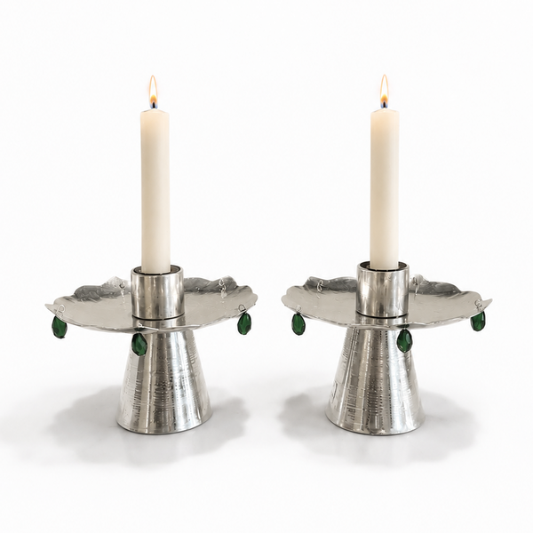 Copper Candle Holder with Green Droplets