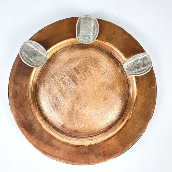 Copper Ashtray with Pahlavi Coin