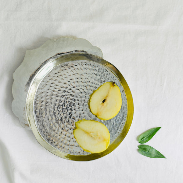 Round Copper Serving Tray with Arch