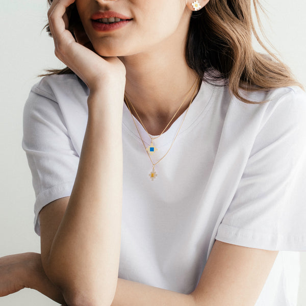 Bahar Earrings Yellow Enamel