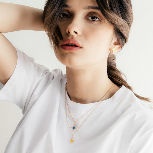 Bahar Earrings Yellow Enamel