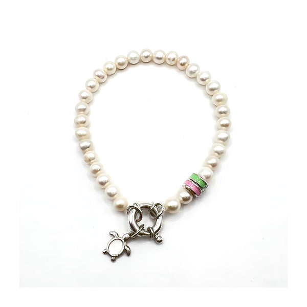 Natural Pearl Bracelet With Turtle Pendant