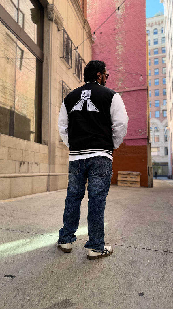 Azadi Black & White Varsity Jacket