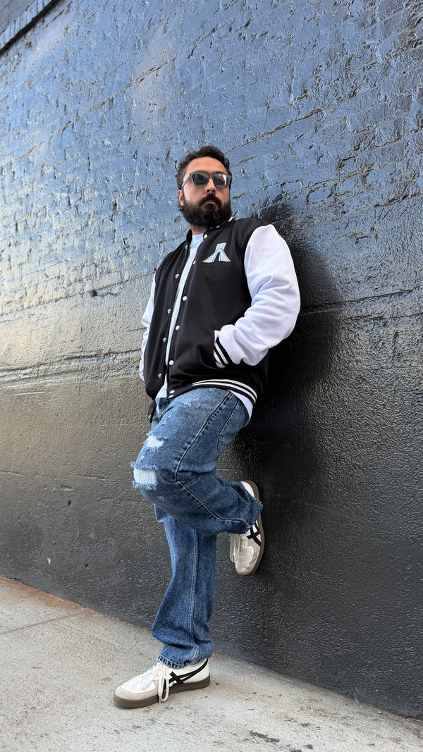 Azadi Black & White Varsity Jacket