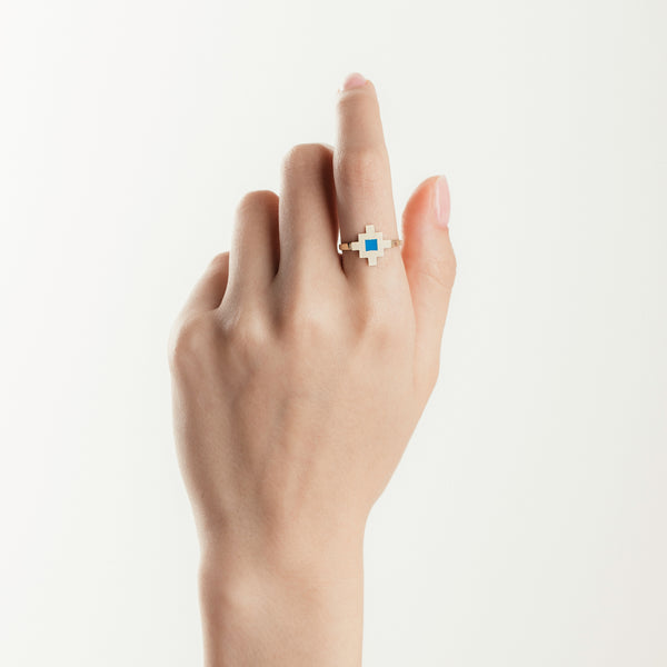 Bahar Ring Blue Enamel