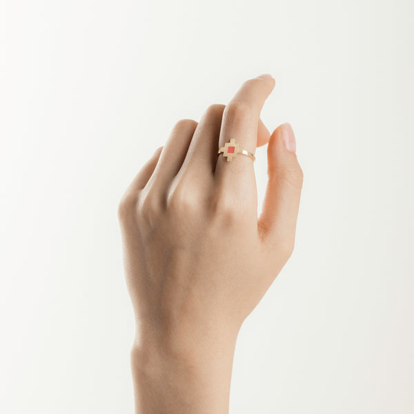 Bahar Ring Pink Enamel