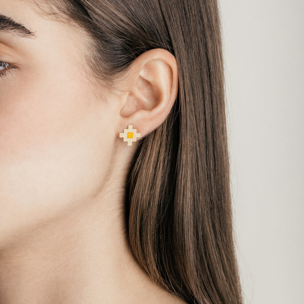 Bahar Earrings Yellow Enamel
