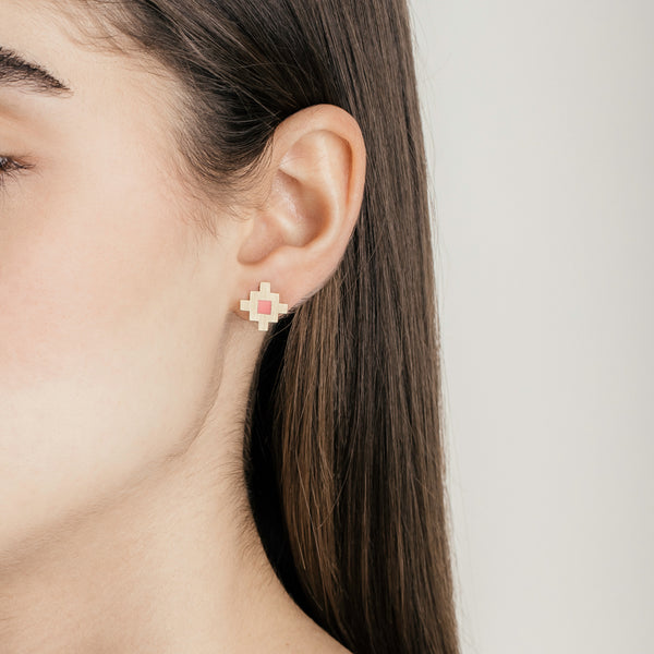 Bahar Earrings Pink Enamel