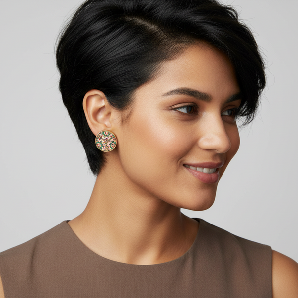Brass & Khatam Stud Earrings