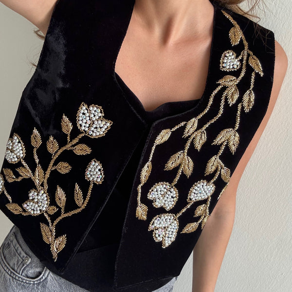 Golden Garden Hand beaded Vest