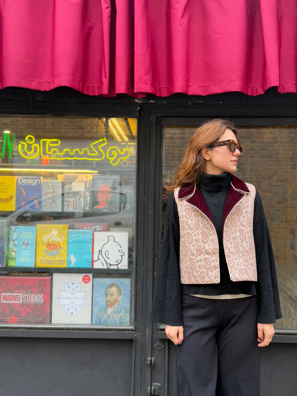 Purple Velvet Collar Khatoon Vest