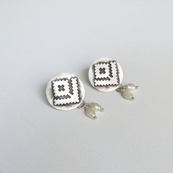 Western Silver Floral Earrings