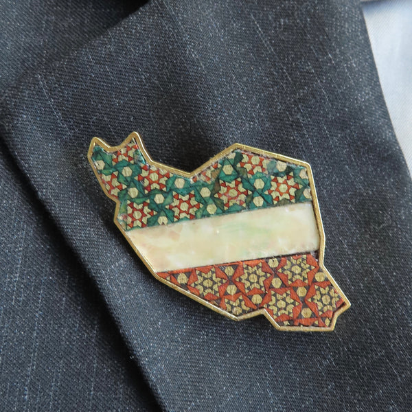 Iran Flag Khatam Brooch