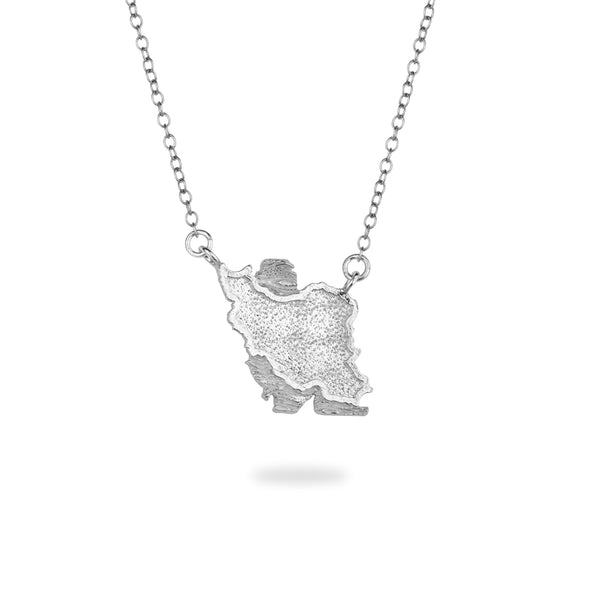 Silver Iran Map Ring, Necklace & Earrings