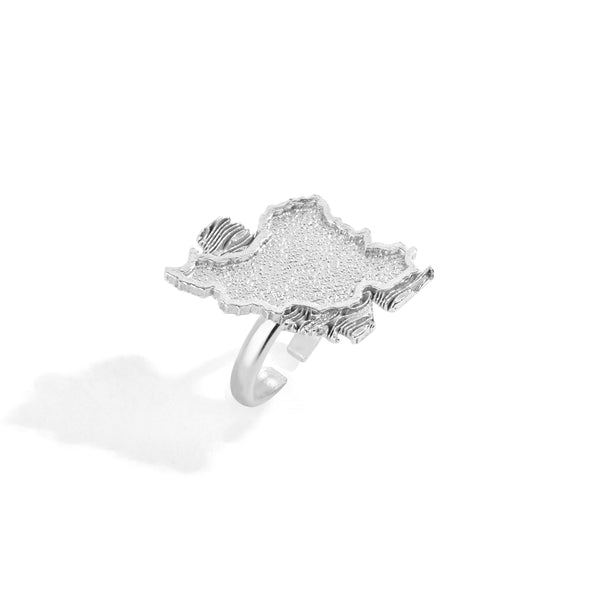 Silver Iran Map Ring, Necklace & Earrings
