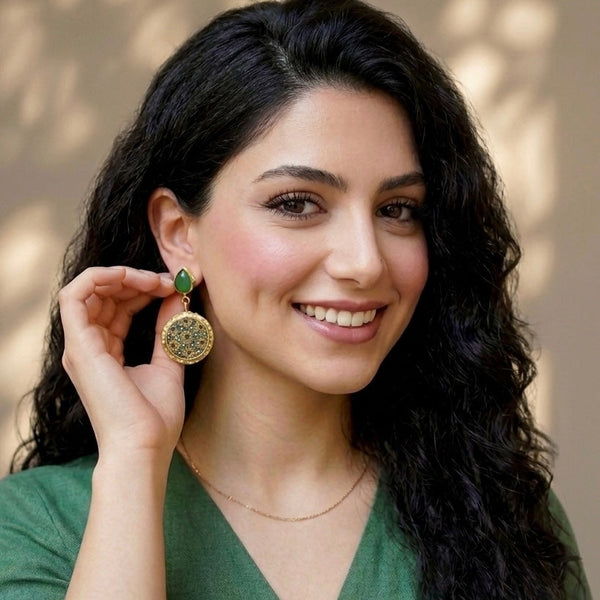 Rodin Round 22K Gold-Plated Khatam Earrings