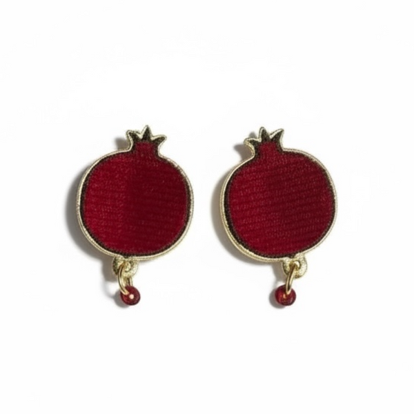 Small Pomegranate Velvet Earrings