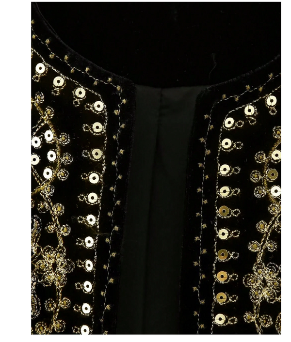 Zarrin Velvet Vest with Embroidery