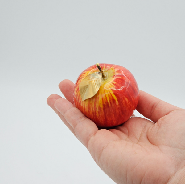 Decorative Ceramic Small Golab Apple with Brass Leaf