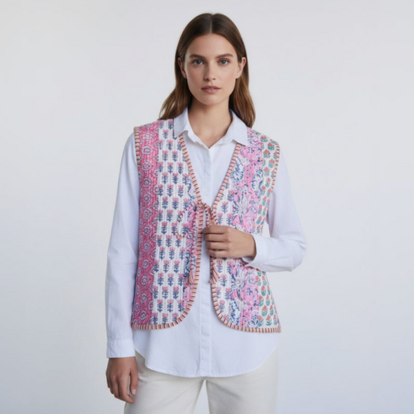 Pink Pattern Quilted Vest