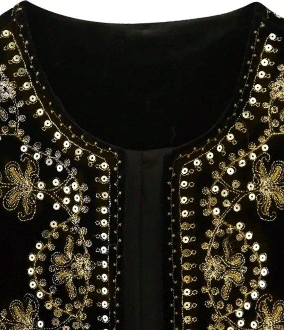 Zarrin Velvet Vest with Embroidery