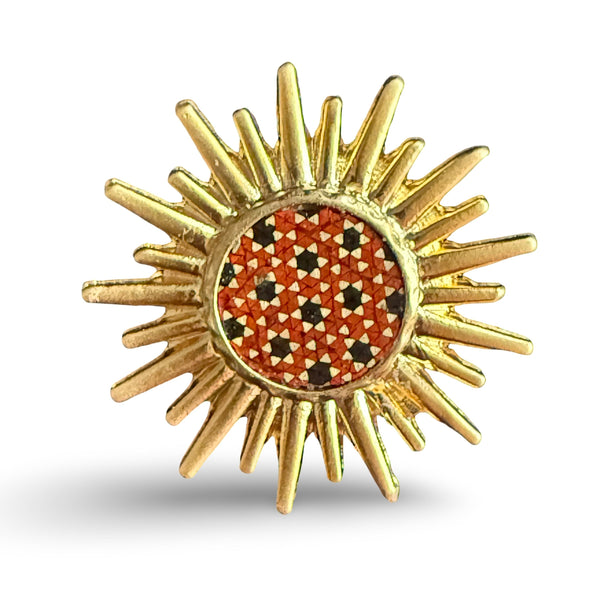 Sun 22K Gold-Plated Khatam Brooch