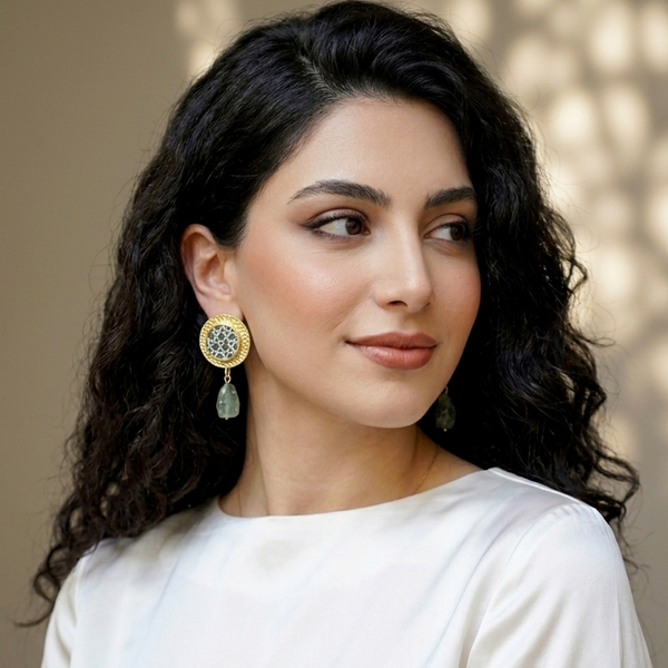 Targol Round 22K Gold-Plated Khatam Earrings