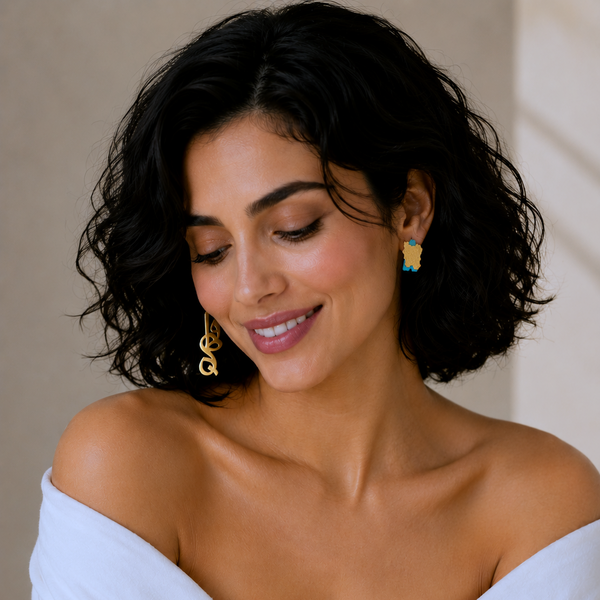 Asymmetrical Small Vatan Brass Earrings