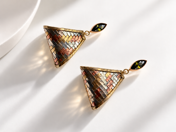 Mirage Antique Woven Brass Earrings