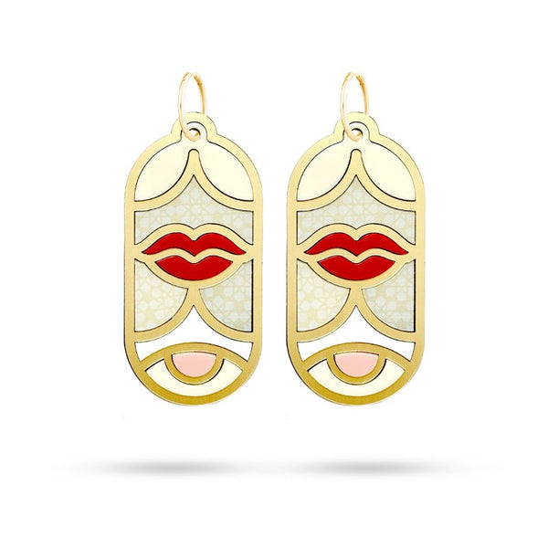 Artemis Earring – Cream & Red