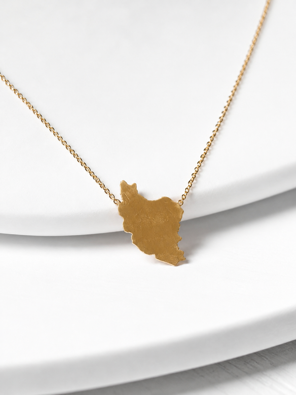 Small Iran Map Minimal Brass Necklace