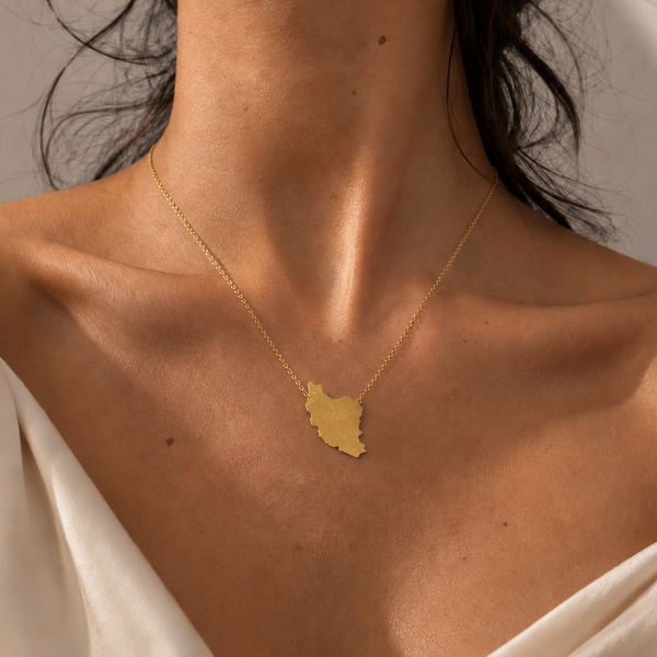 Small Iran Map Minimal Brass Necklace