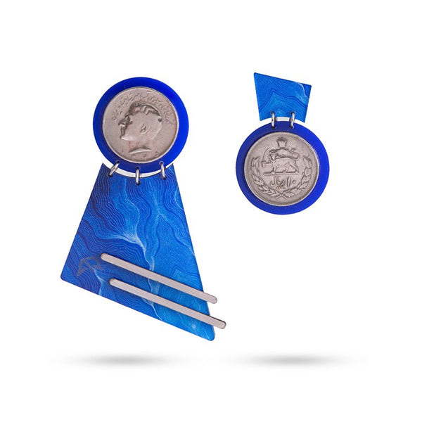Blue Harp Earring