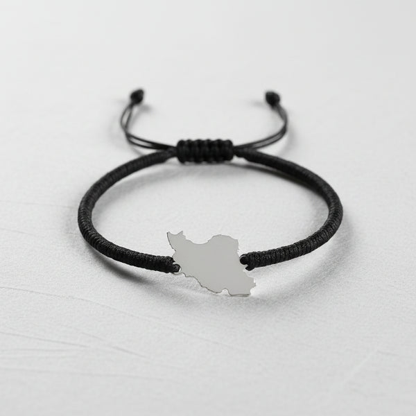 Unisex Iran Map Silver Bracelet