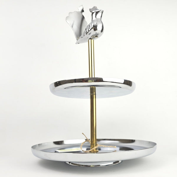 Persian Bird Metal Two Tier Rounded Server