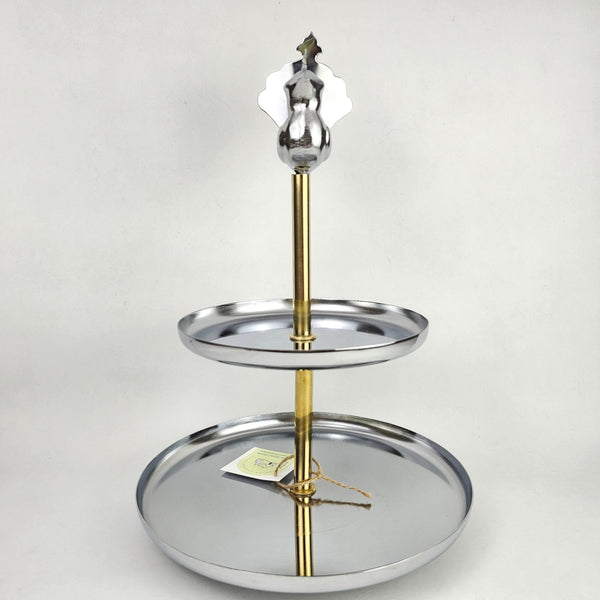 Persian Bird Metal Two Tier Rounded Server