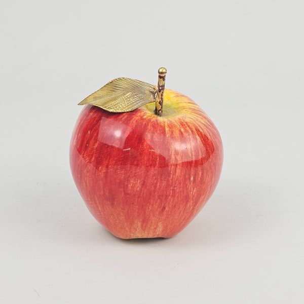 Decorative Ceramic Small Golab Apple with Brass Leaf
