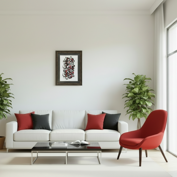 Poetry Calligraphy Paintings with Wooden Frame