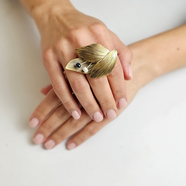 Floral Fusion Brass Ring