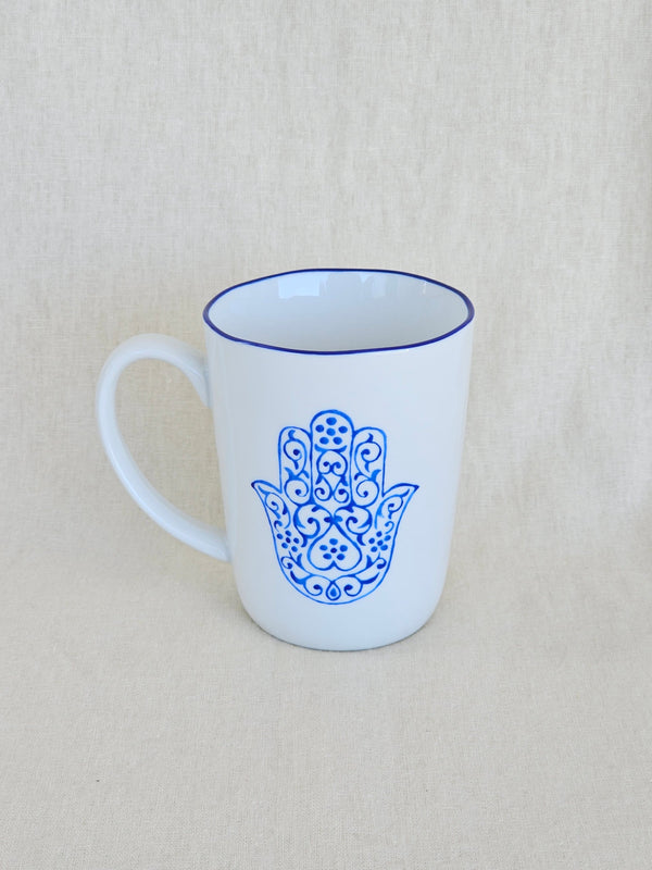 Blue Hamsa Mug Hand Painted