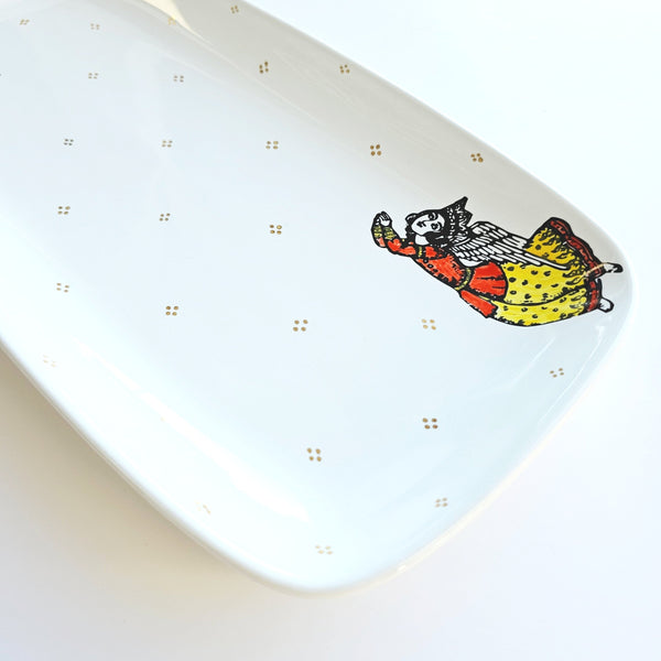 Persian Angels Rectangular Dish With Gold
