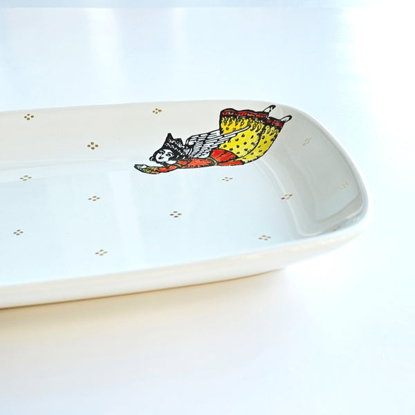 Persian Angels Rectangular Dish With Gold