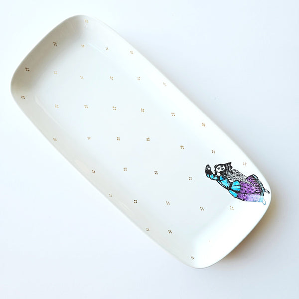 Persian Angels Rectangular Dish With Gold