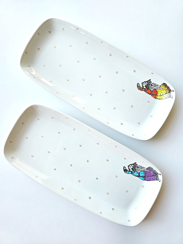 Persian Angels Rectangular Dish With Gold