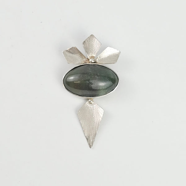 Jade Silver Brooch