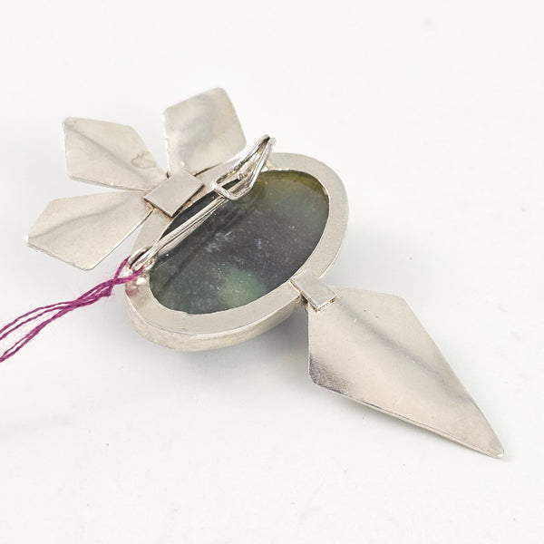 Jade Silver Brooch
